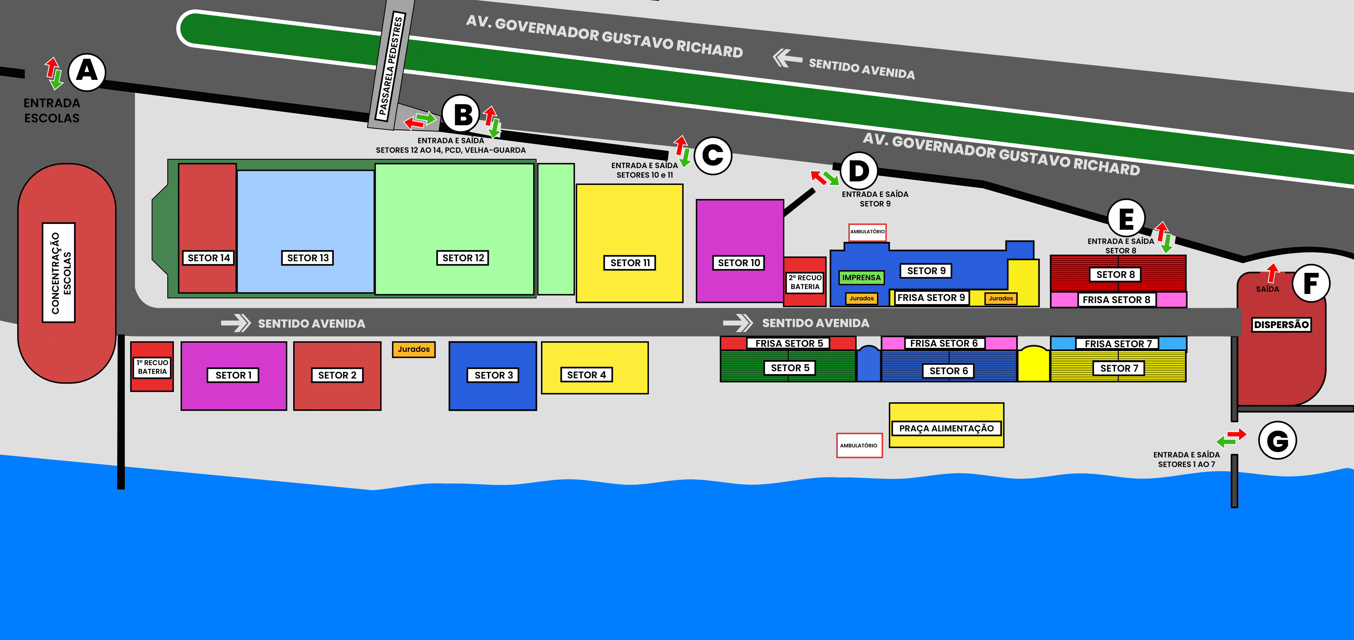 Mapa dos setores da Nego Quirido